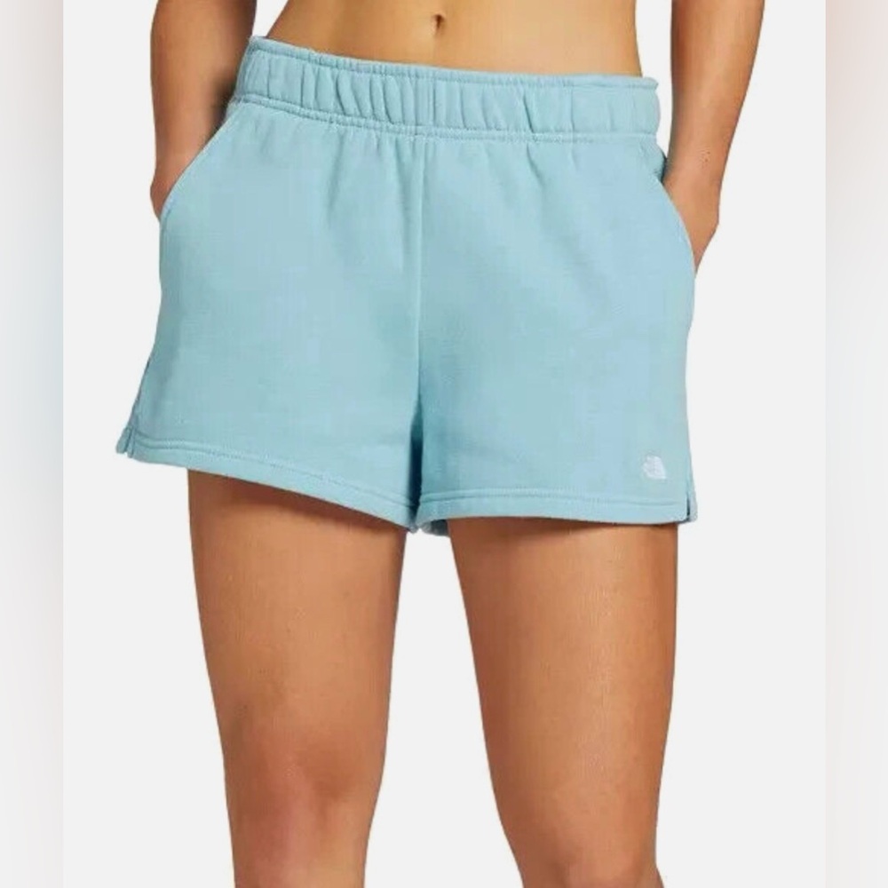 The North Face Women's Size XS Half Dome Fleece Shorts Teal White Logo